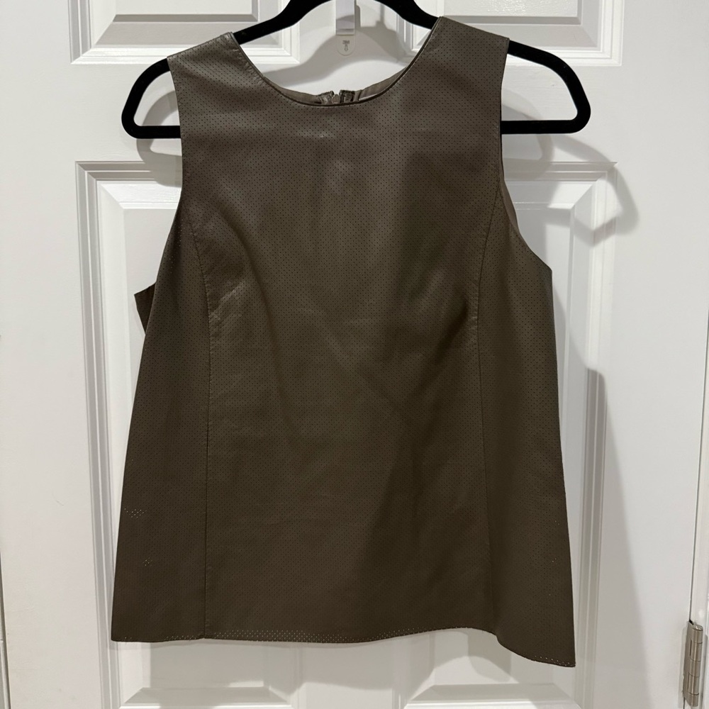Vince Taupe Perforated Sleeveless Top